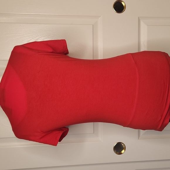 New York & Company Women's Vintage 90's Red V-Neck Wrap Top - Picture 7 of 12